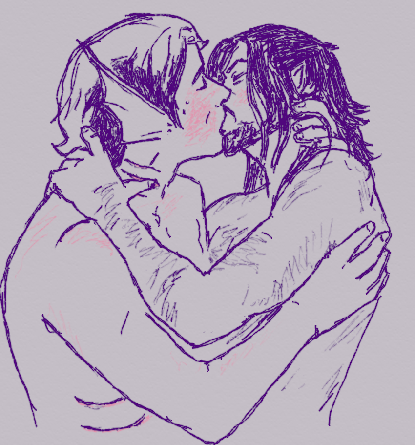 Pirate Volt and Merrow Doc kissing nude
