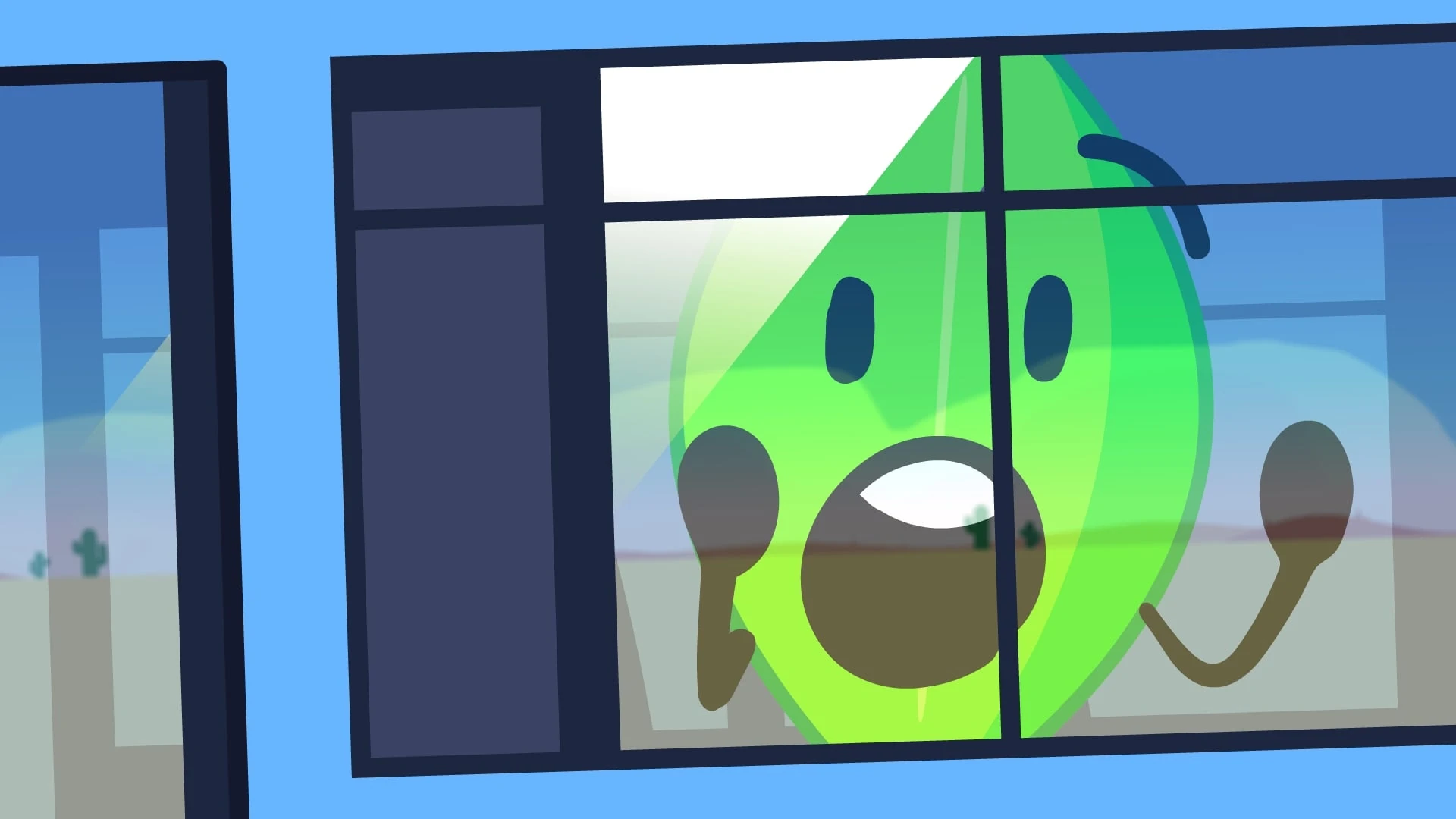 Leafy BFDI looking out of train window