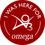 Circular badge with the words 'I was here for omega' with an AO3 logo