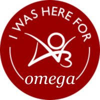 Circular badge with the words 'I was here for omega' with an AO3 logo
