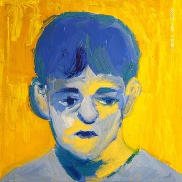 Album cover for Legend, by JANNABI. An oil painting of a blue figure with short hair, on a yellow and orange background.
